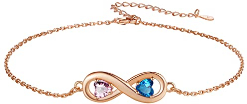 Custom4U Anpassbare Unendlichkeit Fußkette mit Gravur Damen Frauen 925 Sterling Silber Zirkon Infinity Fußkettchen Armbänder 22cm+5cm Einstellbare Sommer Strand Anklet Rosegold