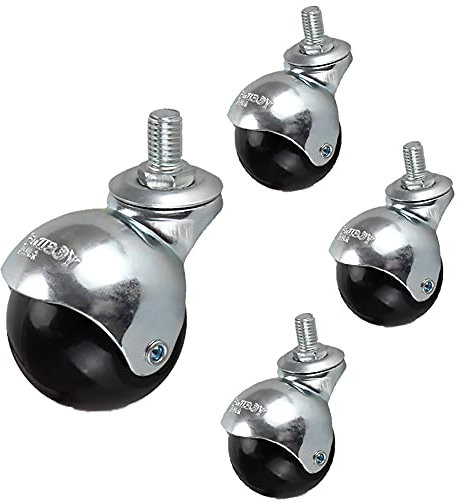 NOYORO 2-Zoll-Kugel-Rollen-stamm-Rollen-Rad-Vintage Antikes Drehrad, M8 No Noise Nylon Rollen, Tragfähigkeit 90kg, Für Sofa, Stuhl, Kabinett (Satz Von 4)