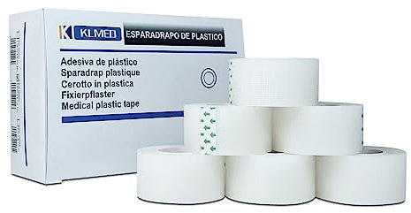 Esparadrapo Quirúrgico de Primeros Auxilios 2,5 cm x 9,1 m | 12 unidades | Esparadrapo de Plástico