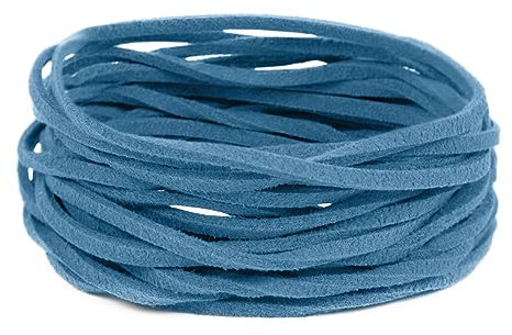 LEREATI Faux Leather Cord for Jewellery Making, 3mm Suede Flat String, 5m Thong Beading Thread for Necklace, Bracelet, Pendants, Dream Catcher, DIY Crafts (Lake Blue)