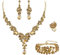 EVER FAITH 4 Stück Schmucksets für Damen Party Hochzeit Braut Strass Kristall floralen Welle Teardrop Halskette baumeln Ohrringe Armband Ring Set Braun Gold-Tone