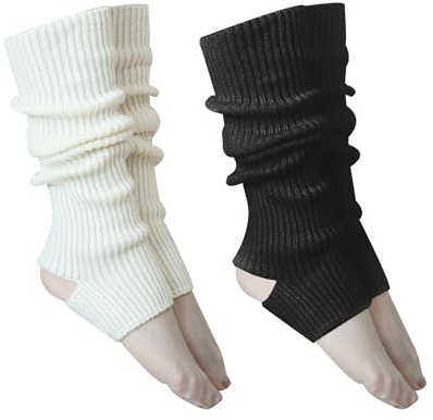 COACOM 2 Stück Damenstrümpfe, Weiße Fußwärmer, Beinwärmer, Winter-thermosocken, Geeignet Für Ballett-skaten