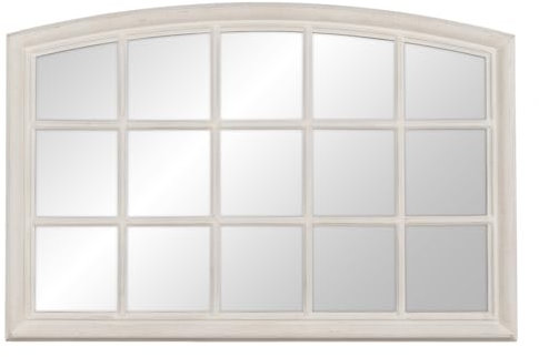 LOLAhome Espejo Ventana Blanco Roto de Madera de paulonia de 80x120 cm