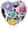 Rimgoris 925 Charm in argento sterling per bracciali da donna collana Colore Fiori Cuore Charm per Collana Bracciale