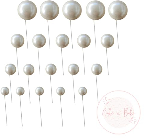 Faux Coloured Polystrene Cake Topper Ball Spheres - Pack of 20 (White Shimmer)