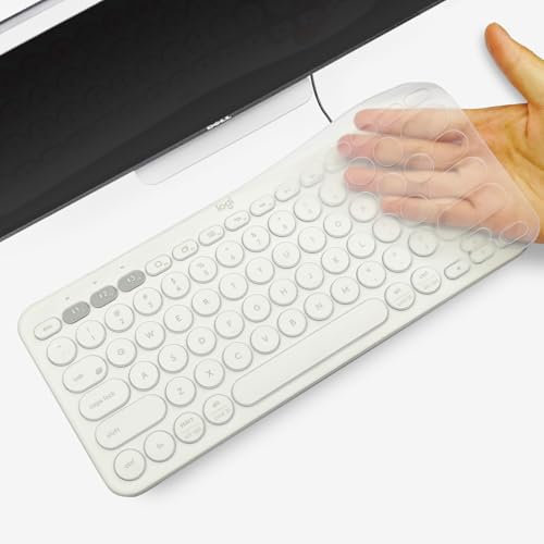 YongMai Keyboard Cover Silicone for K380 Logitech, Keyboard Cover for Logitech K380 Ergonomic Wireless Keyboards, Waterproof Dustproof Keyboard Skin Ultra-Thin Easy to Clean (Transparent)