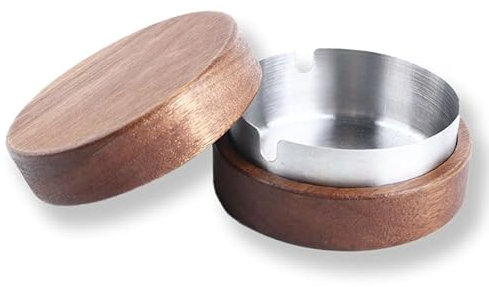 Hölzern Windaschenbecher, Aschenbecher mit Deckel, Aschenbecher, Winddichter Geruchsdicht, Gelten Bar, Büro, Wohnzimmer, Die Party, (Silber)