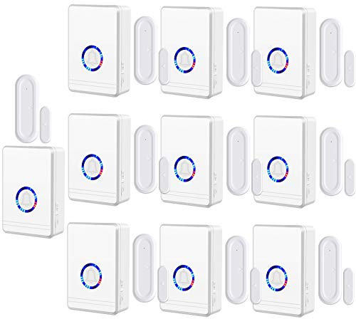 NineLeaf Tür Fenster Sensor, Türsensor Home Alarmanlage, Türalarm Fensteralarm 200M/600FT Reichweite 48 Melodien auf 5 Volumes Tür Laden Haus Büro Fensterkontakt 10 Empfänger 10 Magnetischer Sensor