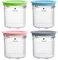 qorkhogr Ice Cream Containers, 4 Pack 16oz Pints Replacement Ice Cream Cup Bpa-Free Durable Color-Coded Lids Leak-Proof Ice Cream Containers For Ninja Creami Breeze Nc100/Nc200 Sets
