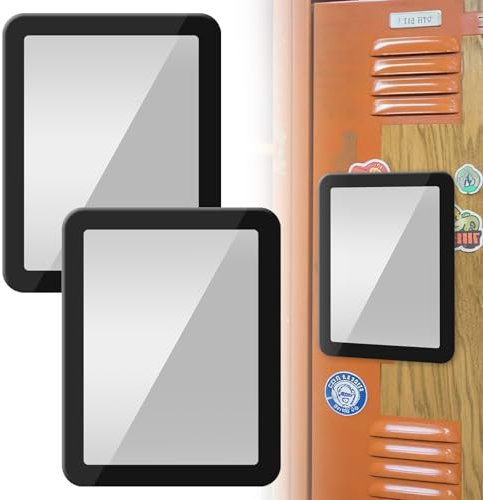 Sxutop 2 Stück Magnetische Schließfach Spiegel 5x7 Zoll Magnetischer Spiegel Klein Magnet Schminkspiegel Rechteckig für Büroschränke,Schulschränke,Turnhallenschränke und Badezimmer (Schwarz)