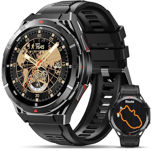 OUKITEL Reloj Inteligente Hombre con GPS, Smartwatch Hombre AMOLED de 1,43, 150 Modos Deportivos, 5ATM Impermeable, Batería de 14 días, 24/7 Monitor de Salud, para Android iOS