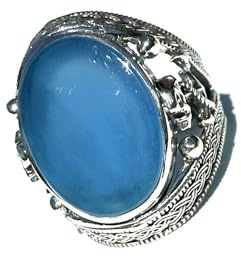 Ethnos Barcelona – Ring aus Silber und blauem Chalcedon. Größe: 17 3/4