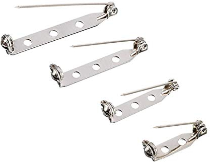 Sicherheitsnadeln für Broschen Verschluss für Rückseite, 4 Größen: 20 mm, 25 mm, 32 mm und 38 mm, silberfarben, 100 Stück