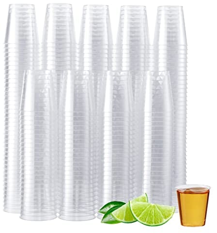 MATANA 300 Verres à Shot en Plastique Dur Transparent, 30ml - Verres à Shooter Solides - Verrines Réutilisables, Verres à Liqueur pour Fêtes, Anniversaires, Mariages, Dégustation