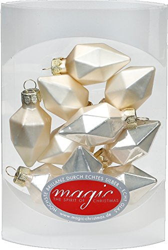 Magic 10 Diamanten 4,5cm Glas Weihnachtsschmuck Weihnachtsdeko Christbaumkugeln Christbaumschmuck 45mm Farbe: Perle - Champagner Glanz/matt