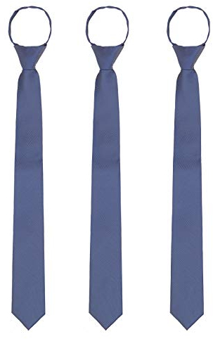 WANYING 3 × Herren Security Sicherheits Krawatte 6cm Schmalen Krawatte Vorgebunden mit Reißverschluss Länge 54cm - Dunkelblau