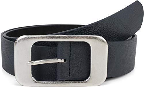 styleBREAKER Unisex Gürtel Unifarben mit großer rechteckiger Schnalle, kürzbar 03010100, Größe:90cm, Farbe:Dunkelblau