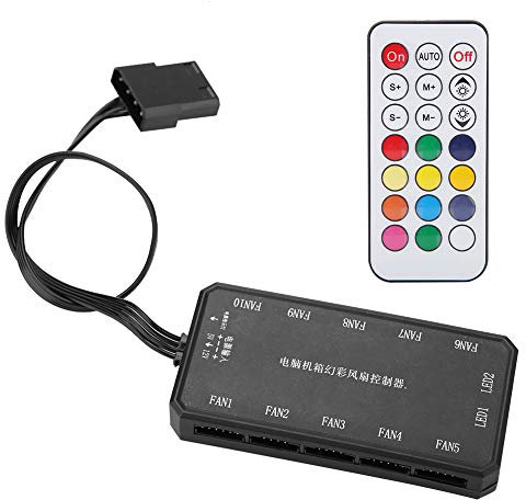 Tangxi Regolatore di velocità della Ventola del Computer LED Colorful Rainbow RGB PC Regolatore della Ventola di Raffreddamento del Computer con Telecomando Wireless 15m RF