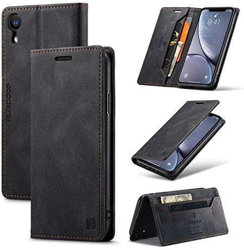 TOHULLE for iPhone X for iPhone XS Case, Vintage Wallet Case Card Holder Kickstand Built-in Magnetic Flip Folio Leather Case for iPhone X/XS - Black