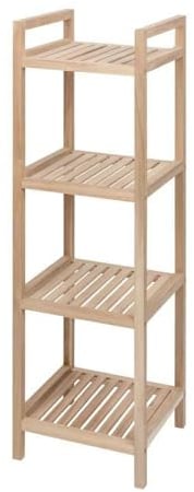 WENKO Wohnregal 4 Etagen Acina, hochwertiges Standregal mit Maserung vielseitig einsetzbar, aus natürlichem Akazienholz ökologisch FSC® zertifiziert, Badezimmerregal mit 4 Ablagen, 35 x 110 x 35 cm