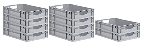 PROREGAL SuperSparSet 10x Eurobox NextGen Economy | Griffe offen |HxBxT 12x40x60cm | 23 Liter | Eurobehälter, Transportbox, Transportbehälter, Stapelbehälter