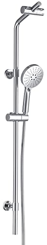 ONECE Ensemble de Barres de Douche avec 2 Supports de Douche, Douchette à Main 110cm en Acier Inoxydable avec 3 Types de Jets, Colonne de Douche Montage Mural sans Robinetterie, Chromé