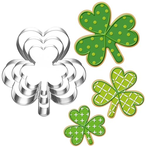 UKoosien St. Patrick's Day Kleeblatt Ausstechformen Set-3 Stück-Plätzchen Ausstecher Linzer Frühling Lustige Ausstechformen für Kinder