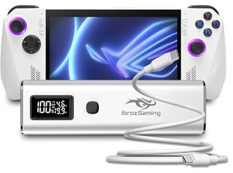 Ibroz Gaming Power Bank USB-C Silber 20000mAh + USB-C Kabel für ASUS ROG Ally