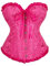 Bslingerie® - Corsetto da donna in raso, con pizzo con motivo floreale, stile gotico, Rosa acceso, XL