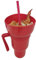ELDTEC 2 in 1 Stadium Tumbler with Snack Bowl, Leakproof All-in-One Cup for Adults and Kids (Red)