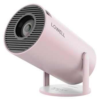 LQWELL® Projector, Mini Projector, Supports 5G Wifi & BT5.0, Automatic Keystone, 220 Degree Angle, 130 Inch Display for Phone/PC/Lap/Xbox/Stick, 4K Home Cinema Projector, Pink (No Android OS)