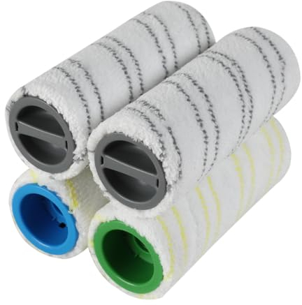 SpeHiate 4 Rouleaux de Rechange pour Karcher FC7 FC5 FC3 FC3D EWM2 Sans Fil 2.055-006.0/2.055-007.0 (Gris + Jaune)