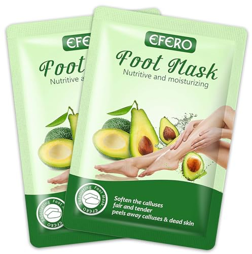 Colexy Fußmaske 2 Paar Fußpeeling-Maske, Hornhaut Socken Fuss Peeling Maske, Exfoliating Fussmaske für Zarte Füße, Hornhaut und Abgestorbene Haut Entfernen, Zarte Füße Fuß-SPA-Socken (Avocado/1)
