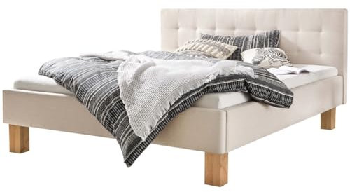 Hasena Polsterbett Noemi Wildbuche | Stoff beige 140x200