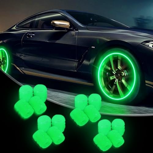 16 Stück Fahrrad Ventilkappen Led,Reflektierende Leuchtende Ventilkappen Auto Leuchtend,Universelle Fluoreszierende Autoreifen,Ventilkappe Reifenventilkappen für Autos Ventildeckel (16 Grün)