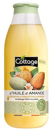 Cottage Shower Oil with Almond Oil – 97% Natural Ingredients, Hydrating & Nourishing Body Wash for Dry & Sensitive Skin, pH Neutral, Dermatologically Tested, Biodegradable, Paraben & SLS-Free, 560ml