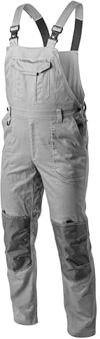 Högert Technik KALMIT Herren Arbeitsoverall Latzhose Grau L – Robuste Arbeitskleidung aus 100% Baumwolle, Oxford 300D Knieverstärkungen, 6 Taschen, Reflektierende Elemente