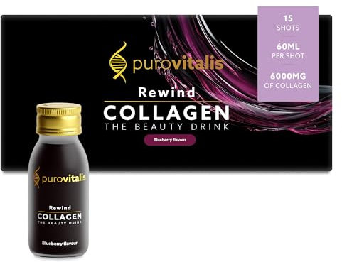 PUROVITALIS Liquid Hydrolysiertes Kollagen 6000mg, 15 Shots à 50ml, Rinderkollagen, Hoch Bioverfügbares Nahrungsergänzungsmittel Für Haut, Haare Und Gelenke