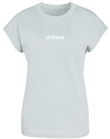 adidas Women's Essentials LINEAR Cotton T-Shirt, Wonder Sage/White, S