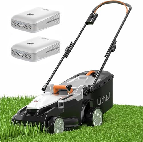 Litheli Akku Rasenmäher 37cm, 2 x 20V 4,0 Akkus, 40L Fangkorb, 25-75 mm Schnitthöhe, bis 300 m²