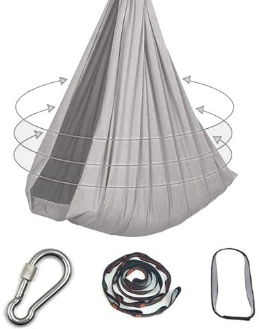 Yoga Sensory Swing Set indoor, Aerial Hammock, Inversion Swing Sling Hammock(SilverGrey)