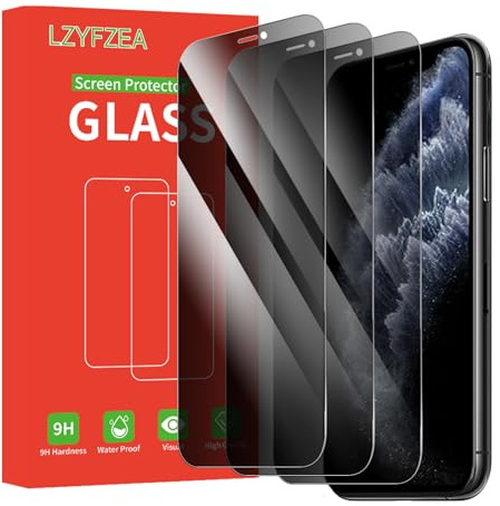 LZYFZEA 3-Pack Privacy Screen Protector for iPhone 11 Pro Max/Xs Max，Anti-Spy Tempered Glass Film,HD Clear,Anti-Scratch,Case Friendly