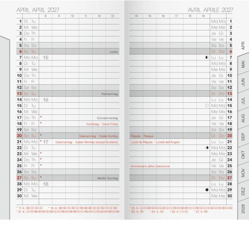 BRUNNEN Kalender BRUNNEN Monats-Ersatzkalendarium Mod. 751 2027 | 87×153 mm, Karton, weiß