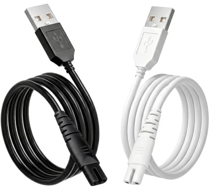 2 Pcs Charging Cables for Water Flosser, USB Cables Compatible with Hangsun | 1.2m Cordless Oral Irrigator Charging Cable Replacements, Portable USB Power Supply Cable for Home & Travel Use (Black+White)