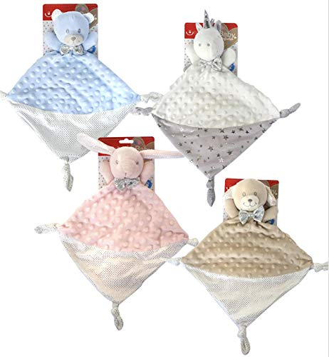 KIDDI-MEDIA Baby Kuscheltuch mit Name Bestickt (kein Druck) / wunderschöne 3D Motive zur Auswahl - ideal als Schnuffeltuch und Trösterchen (Beige/Weiss - Hund)