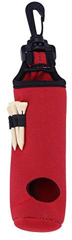 Dwawoo Golfballtasche, Golf Tee Utility Bag Neopren Golfbälle Aufbewahrungspack mit 3 Golf Tees(Rot)