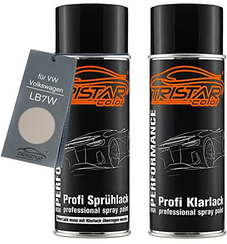 TRISTARcolor Autolack Spraydosen Set für VW/Volkswagen LB7W Tungsten Silver Metallic/Gris Nuit Metallic Basislack Klarlack Sprühdose 400ml