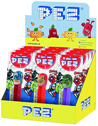 PEZ Boîte de 12 Distributeurs Pez Licence Marvel + Recharge de Bonbons 110 g