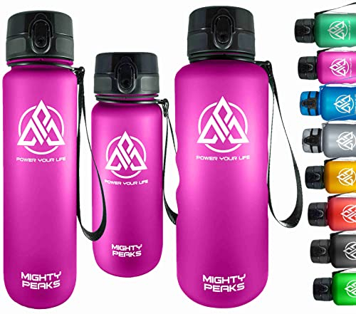 MIGHTY PEAKS Bouteille Sport en Tritan pour Enfants 1.5l-Filtre à Fruits, Bouteille avec récipient pour Fruits-sans BPA-350ml 500ml 650ml 1l 1500ml 1,5l 1.5 litre Fuchsia Pink-Bouteille d'Eau 1,5 l