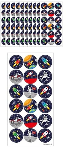 Henbrandt 25mm Weltraum Aufkleber, Groß Weltraum Sticker, 180 Stück, Space Sticker Gastgeschenke für Mädchen und Jungen, Kindergeburtstag, Lehrer, Schule, Belohnung, Sammelalbum